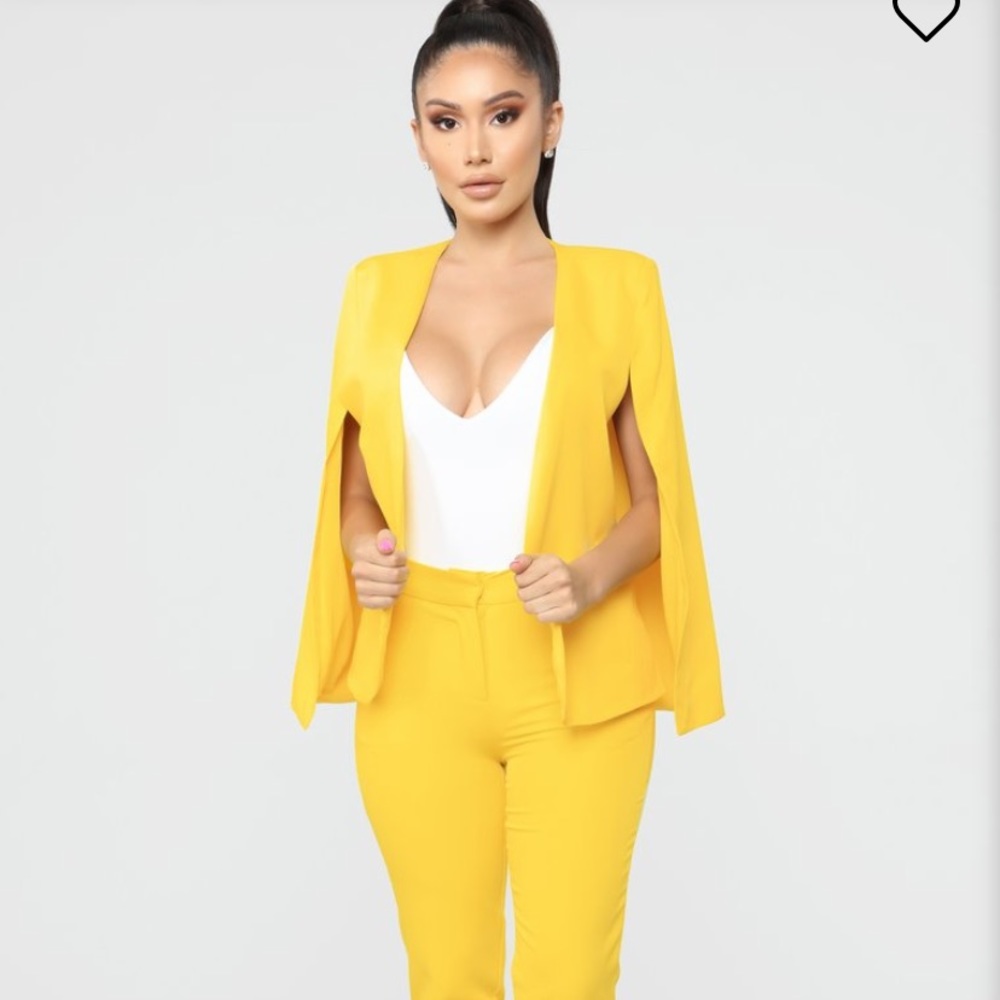 Yellow pants suit